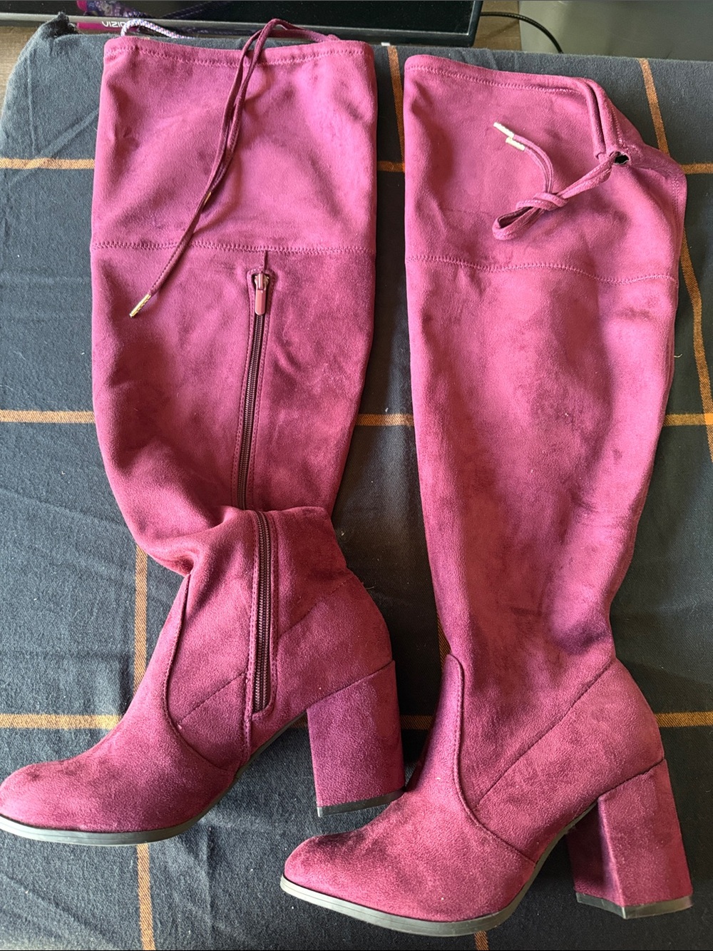 torrid Wine-Red Over-the-Knee Suede Block Heel Boots